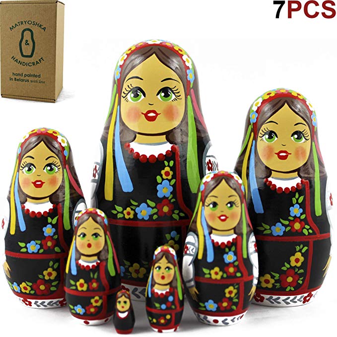 MATRYOSHKA&HANDICRAFT Ukrainian Nesting Dolls 7 Pieces - Ukrainian Gifts - Ukrainian Folk Costume Clothing