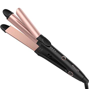 BESTOPE Hair Straightener and Curler 2 IN 1, Ceramic Tourmaline 26MM Hair Straighteners and 28MM Curling Tongs for Straightening and Curling Auto Shut Off Dual Voltage