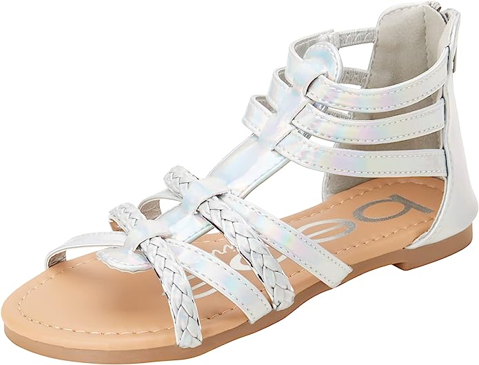 bebe Toddler Girls' Sandals - Leatherette Strapped Gladiator Sandals with Heel Zipper