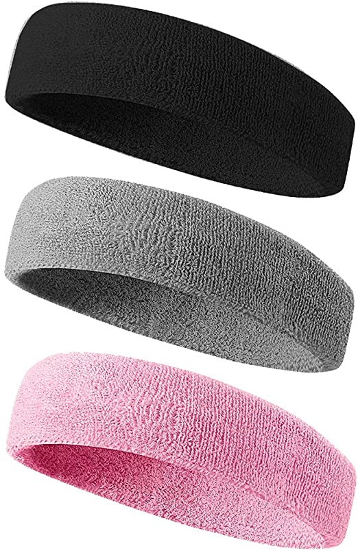 Tanluhu Sweatbands Sport Headbands/Wristbands for Working Out, Exercise, Tennis, Basketball, Running - Terry Cloth Athletic Sweat Cotton Headband Outdoor for Men & Women