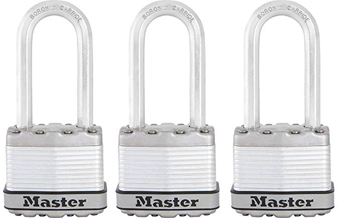 Master Lock Padlock, Excell® Laminated Steel Padlock, High Security Lock, Keyed Lock, Best Used for Storage Units, Sheds, Garages, Fences and More (Pack of 3)