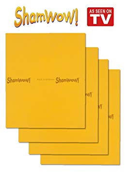 The Original Shamwow - Super Absorbent Multi-purpose Cleaning Shammy (Chamois) Towel Cloth, Machine Washable, Will Not Scratch, Orange (4 Pack)
