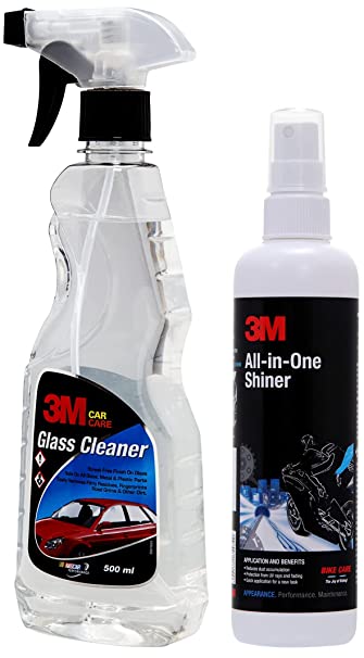 3M Car Care Glass Cleaner, 500ml & All-in-One Shiner (250 ml)