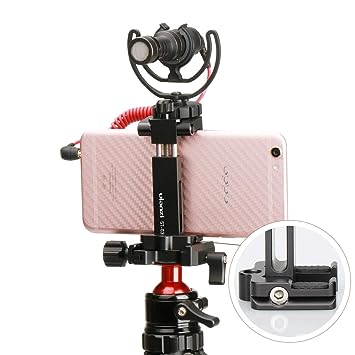 Ulanzi ST-03 Metal Smart Phone Tripod Mount with Cold Shoe Mount and Arca-Style Quick Release Plate for iPhone 7 Plus Samsung Huawei,Cell Phone Tripod Holder Clip Adapter for Joby GorillaPod