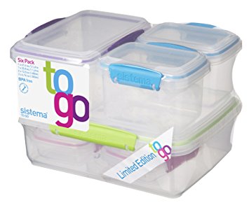 Sistema To Go Food Storage Containers, Multi-Colour, Pack of 6