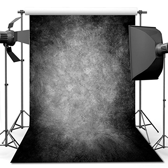 ANVOT 5x7 ft Photography Backdrops, Art Black Grey Portrait Backdrop For Photographers Abstract Black Grey Photo Backdrop