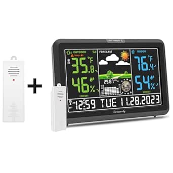 DreamSky Atomic Weather Station Colorful Large Display (Outdoor Sensor Included) and Extra Outdoor Sensor