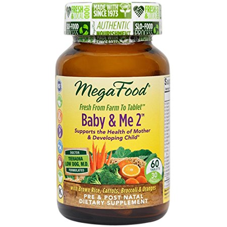 MegaFood - Baby & Me 2, Key Nutrients Vital to Prenatal Support of Both Mother & Baby, 60 Tablets