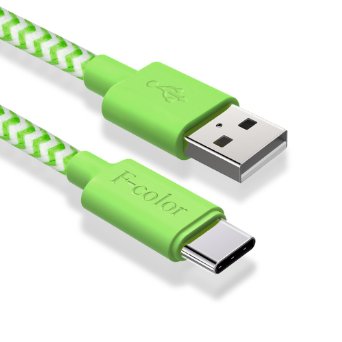 USB C Charger 6 Ft Long F-color Braided Reversible USB 20 USB-C to Type C Cable for LG G5 Nexus 5X 6P OnePlus 2 Apple MacBook 12 Lumia 950  XL Nokia N1 Google Pixel C Asus Zen AiO Zuk Z1 Green