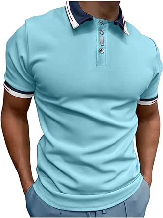 Polo Shirts for Men Top Shirt Turn Down Collar Blouse Short Sleeve Top Fashion Dry Fit Mens Polo Shirts Short