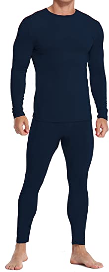 Coreal Mens Underwear Soft Thermal Wear for Men, Crew Neck Long Johns Base Layer with Fleece Lined Top & Bottom Set