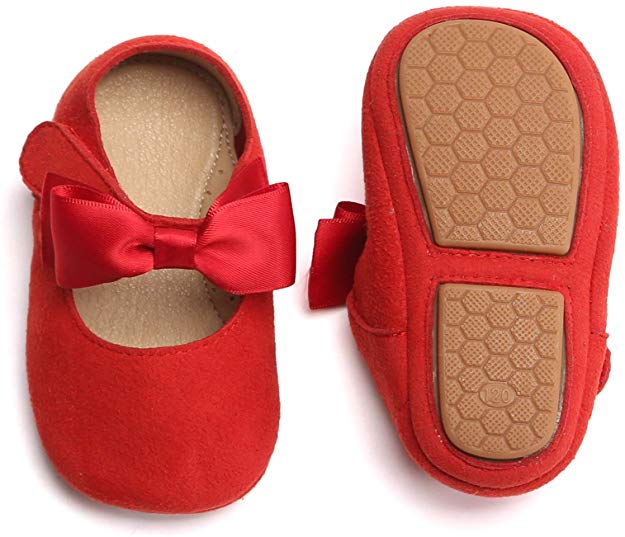 Otter MOMO Baby and Toddler Girls Mary Jane Flats with Bowknot Non-Slip Toddler First Walkers Princess Dress Shoes