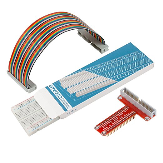 Smraza T Type GPIO Breakout board for Raspberry Pi 3 2 Mode B/B  with 830 tie-points Breadboard and 40 Pin Rainbow Cable