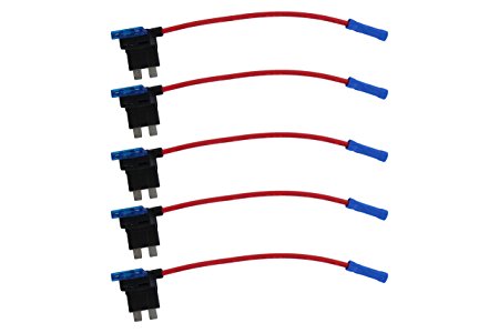 ABN Fuse Tap Fuse Holder & Fuse 5-Pack – 12V Add a Circuit Kit – Standard ATO Fuse (NOT Mini) Blade & 15A AMP Adapter