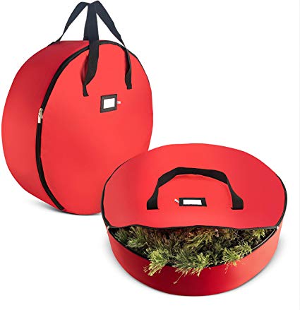 2-Pack Christmas Wreath Storage Bag 36" - Artificial Wreaths, Durable Handles, Dual Zipper & Card Slot, Holiday Xmas Tear Resistant Storage Container 420D Oxford Fabric