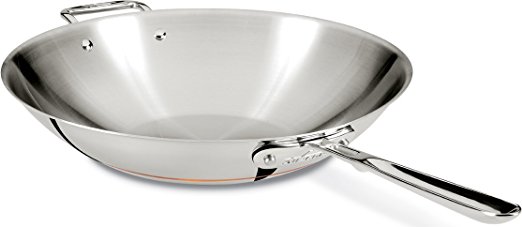 All-Clad 6414 SS Copper Core 5-Ply Bonded Dishwasher Safe Open Stir Fry Pan / Cookware, 14-Inch, Silver