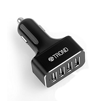 TROND CG4 4-Port USB Car Charger (48W / 9.6A, All Smart Charging, Aluminum Craftsmanship), for iPhone 7 6 6S Plus SE, iPad Air 2 / mini 3, Samsung Galaxy S5 S6 Edge Note 5 & More