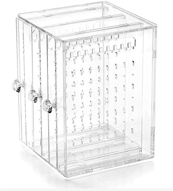 EFAILY Acrylic Jewelry Storage Box Earring Display Stand Organizer Holder with 3 Vertical Drawer Dustproof Jewelry Screen Hanger Organizer