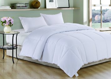 White Polyester Medium Warmth Full/Queen Down Alternative Comforter Duvet Insert,68" x 88"
