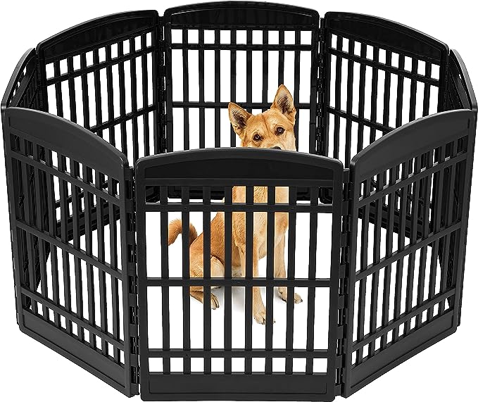 IRIS USA 34" Exercise 8 Panel Pet Playpen, Black