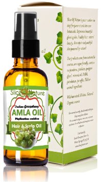 Slice Of Nature AMLA OIL for Hair - 100% Natural - Stops Premature Greying - Stops Alopecia - Darkens Hair Naturally - Promotes Hair Growth - No chemicals, Mineral oil or Synthetics - High concentrate amla berry extract 2 oz