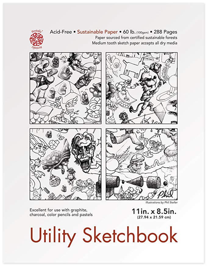 Pentalic Utility Sketch Book, 8-1/2-Inch by 11-Inch