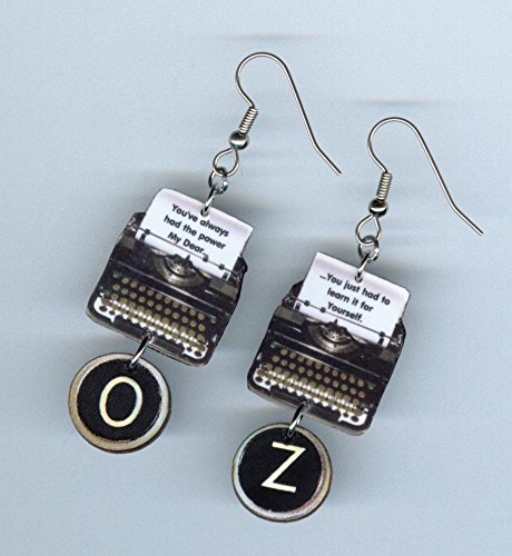 OZ quote typewriter earrings You've always had the power my dear Graduation inspirational gift