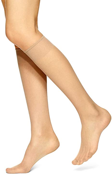 No Nonsense Women's Knee High Pantyhose with Sheer Toe 2-Pack