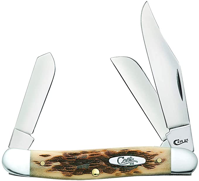 CASE XX WR Pocket Knife Amber Bone Stockman Item #128 - (6347 SS) - Length Closed: 3 7/8 Inches
