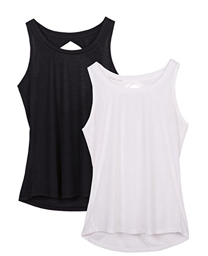 icyzone Yoga Tops Activewear Workout Clothes Open Back Fitness Racerback Tank Tops For Women