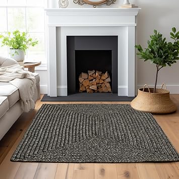 Super Area Rugs Tucson Indoor Outdoor Gray Braided Rug - Washable - Easy Care - Kid & Pet Friendly Rug Gray Mix 7' X 9' Rectangle