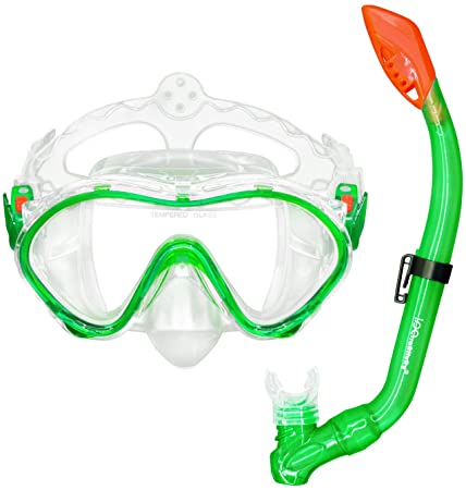 iParaAiluRy Kids Snorkel Set - Anti-Fog Snorkel Mask with Dry Top Snorkel and Soft Mouthpiece - Professional Diving Snorkeling Gear for Childs Age 4-12