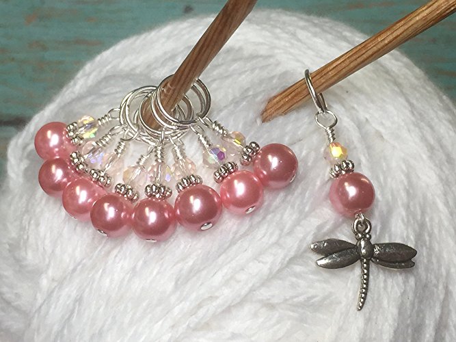 Pink Dragonfly Knitting Stitch Marker Jewelry