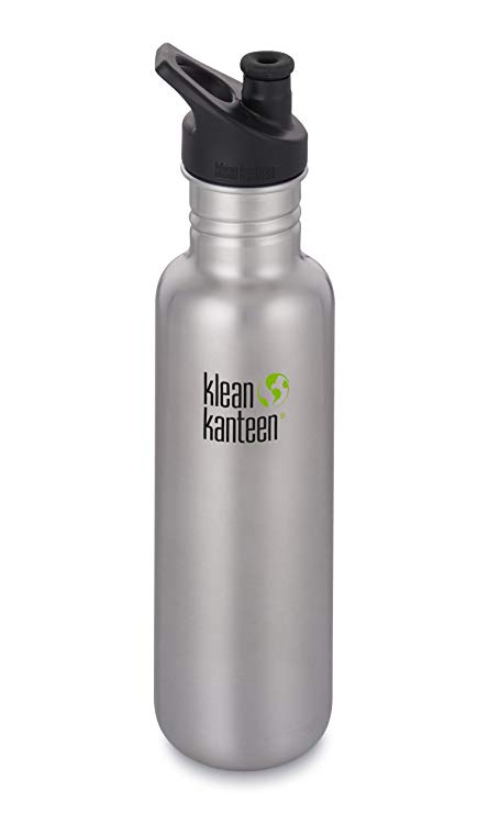 Klean Kanteen Classic Stainless Steel Water Bottle with Klean Coat, Single Wall and Leak Resistant Sport Cap 3.0 (NEW 2018)