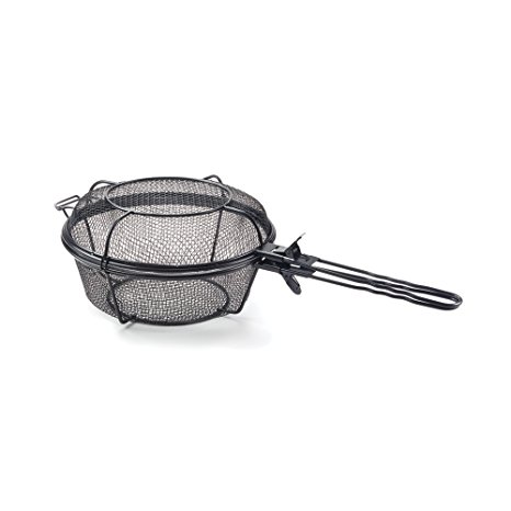 Outset 76182 Chef's Jumbo Outdoor Grill Basket and Skillet with Removable Handles