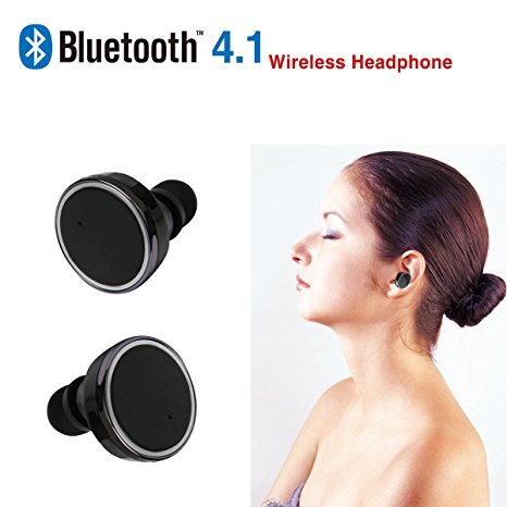Bluetooth Earphones True Wireless Stereo Earbuds,TEQStone Mini In-Ear Headset for iPhone 7/7 Plus 6/ 6 Plus 5s 5c 5 4s, Samsung Galaxy S6 Edge S6 and Other Phones