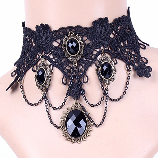 Eternity J. Vintage Princess Lolita Lace Victorian Necklace Edwardian Vampire Gothic Choker Pendant