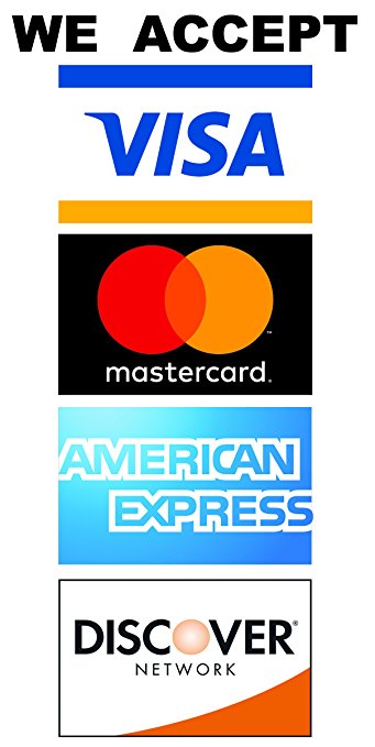 We Accept Credit Card Waterproof Vinyl Stickers with UV Coating - 2 Pack of 4x8 Stickers