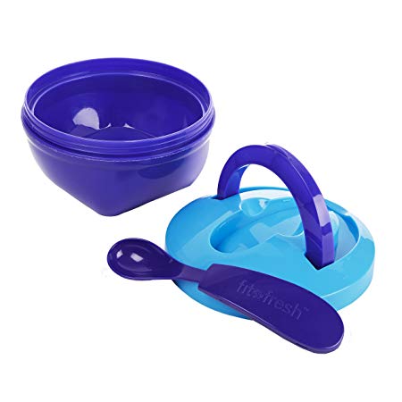 Fit & Fresh Kid's Spill-Proof Meal Container, 14-ounce Insulated Capacity Bowl with Spoon for Warm and Cold Food Storage, BPA-Free, Freezer/Microwave/Dishwasher Safe (Assorted Colors)