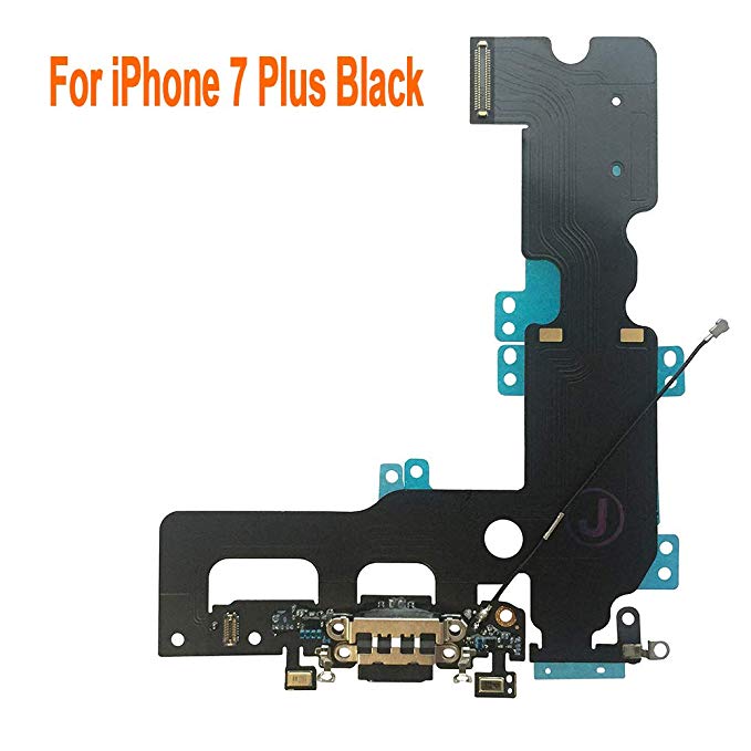 Johncase OEM Charging Port Dock Connector Flex Cable   Microphone   Cellular Antenna   Vibration Motor Connector Replacement Part Compatible for iPhone 7 Plus All Carriers (Black)