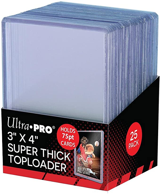 Ultra Pro 3 x 4 Super Thick Baseball Card Toploaders, Holds 75pt Cards (Pack of 25)