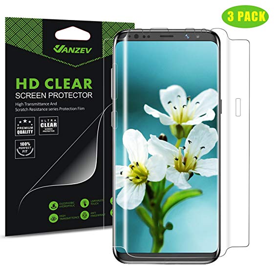 VANZEV Galaxy S8 Screen Protector [Case Friendly FullEdge Version], Full Coverage [Anti-Scratch] [HD Clear Bubble-Free] Screen Protector Film for Samsung Galaxy S8 [Not Glass] - 3 Pack
