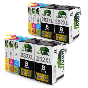 JARBO 2Set 2BK High Capacity Replacement For Epson 252 Ink Cartridge Black Cyan Magenta Yellow Worked with Epson Wf 3640 Wf 3630 Wf 3620 Wf 7610 Wf 7620 Wf 7110