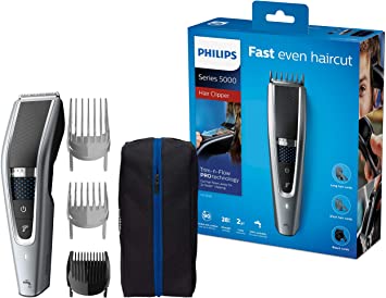 Philips Series 5000 HC5630/15 Hair Trimmer with 28 Length Settings, 3 Comb Attachments and Turbo Mode