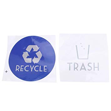 TOOGOO(R) Recycle  Trash Vinyl Lettering Decal Sticker(6x6 inch,Blue Recycle&White Trash)