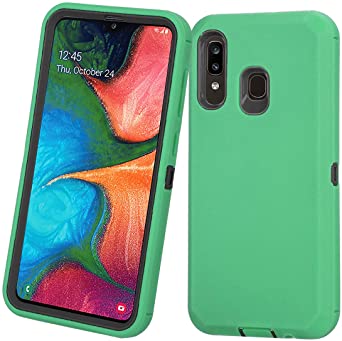 Annymall Samsung Galaxy A20 Case,Galaxy A30 Case,Galaxy A50 Case, Heavy Duty [with Built-in Screen Protector] Shockproof Defender Armor Protective Cover for Samsung Galaxy A20/A30/A50 (Green/Black)