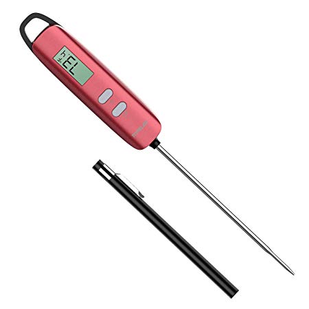 Meat Thermometer, TopElek Instant Read Cooking Thermometer with Super Long Probe, °C/°F Button, Digital Food Grilling Thermometer for Kitchen, BBQ, Steak, Turkey, Candy, Milk, Bath Water