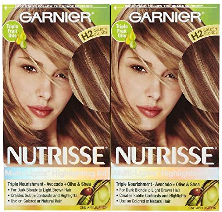 Garnier Nutrisse Nourishing Multi Lights Highlighting Kit, Golden Blonde H2 (Toffee Swirl), 2 pk