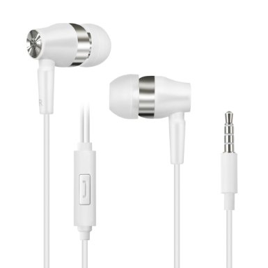 Kinbashi(TM) Premium In-ear Noise Isolating Stereo Wired Earbuds with In-line Mic and Remote Control (White)