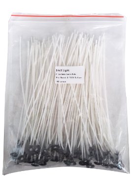 EricX Light 100 Piece Natural Candle Wick, Low Smoke 8" Pre-Waxed & 100% Natural Cotton Core,For Candle Making,Candle DIY